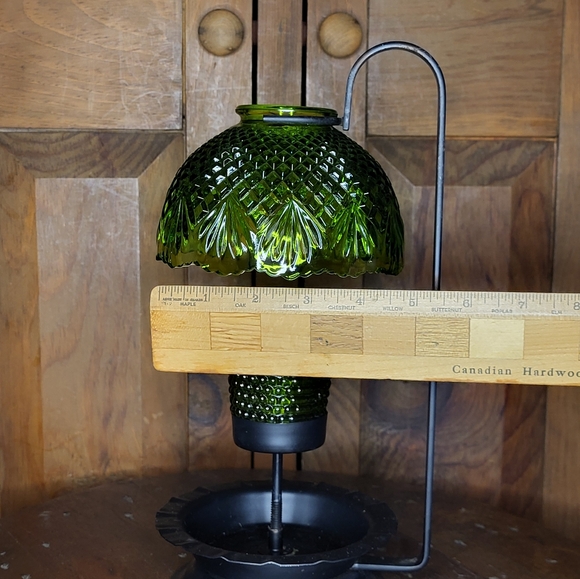 Vintage Green Glass Candle Lamp - Picture 7 of 16